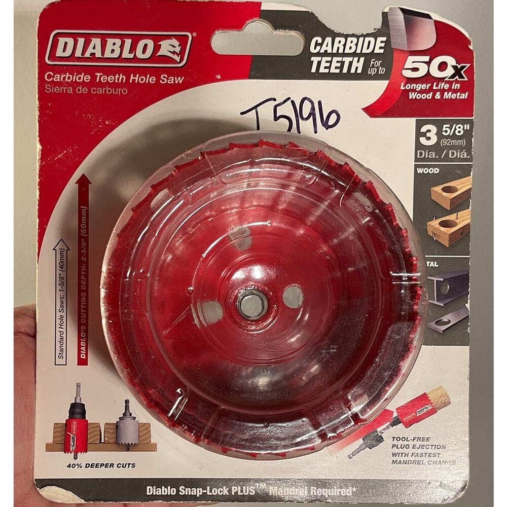 Diablo DHS3625CT DB 3-5/8 TCT Holesaw New Damage To Packing